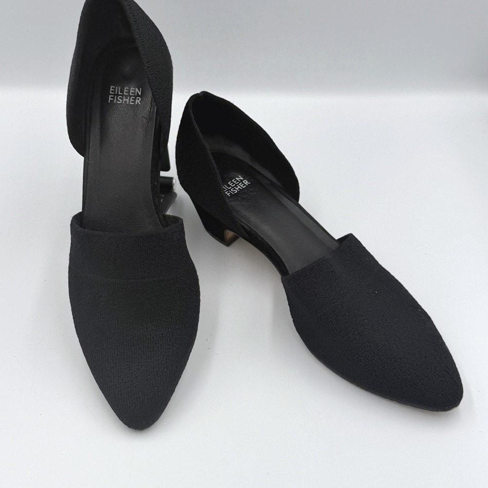 Eileen Fisher Black d'Orsay Pointed Toe Flats Knit Womens Size 10 Office